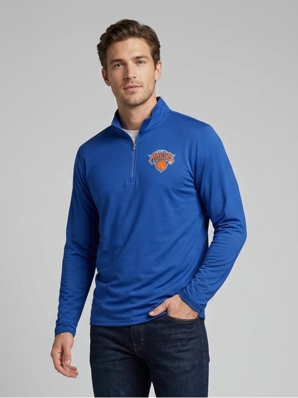 NBA KNICKS Blue Quarter-Zip Pullover